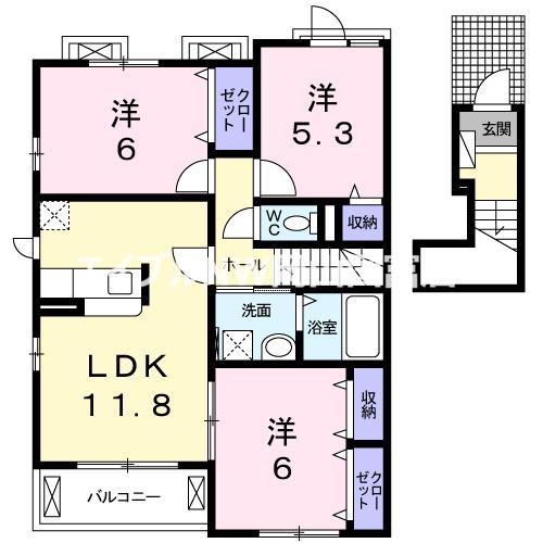 エミネンス長船 I(3LDK/2階)の間取り写真