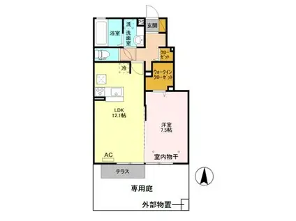 アピオンA(1LDK/1階)の間取り写真