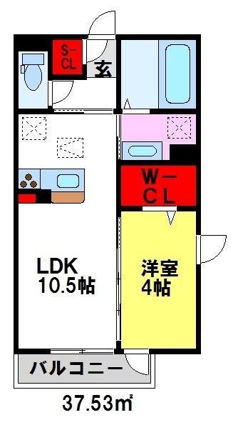 D.セジール(1LDK/2階)の間取り写真