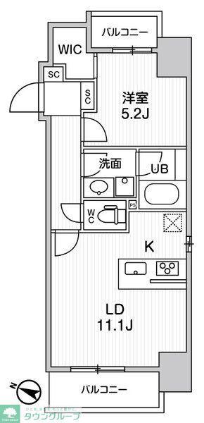 シーズンフラッツ押上(1LDK/5階)の間取り写真