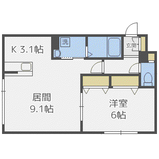 COMFORT栄通(1LDK/3階)の間取り写真