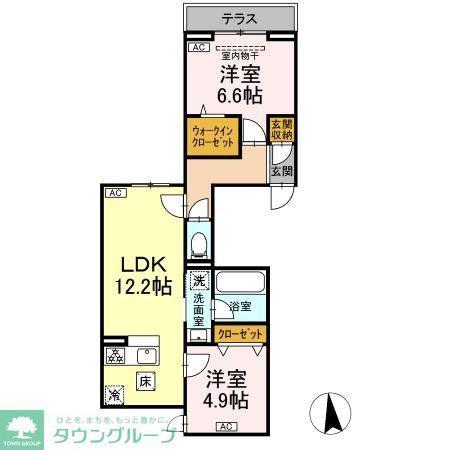 セレスティア東保木間II(2LDK/1階)の間取り写真