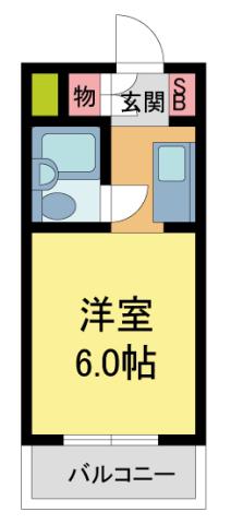 シャンブルド甲東園(ワンルーム/3階)の間取り写真