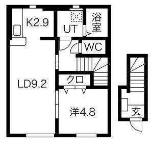 MAISON DE LIBERTE(1LDK/2階)の間取り写真