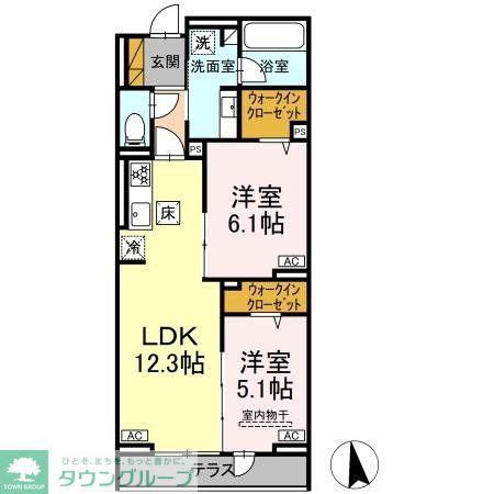 ラ・ペッシュ(2LDK/1階)の間取り写真