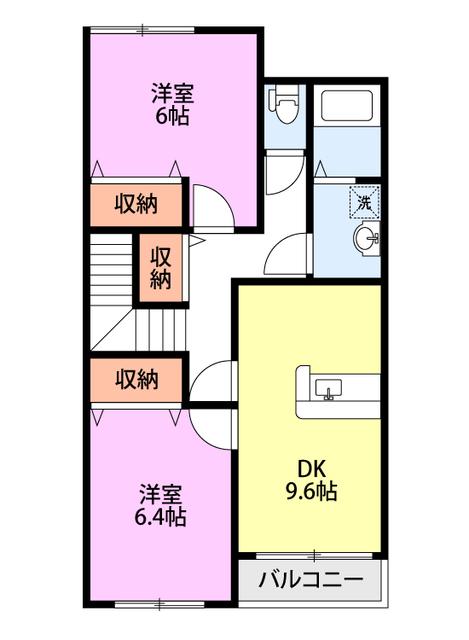 グロン・シーニュ(2DK/2階)の間取り写真