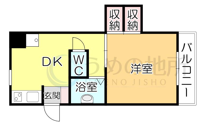 ウィン・グランデ国分(1DK/4階)の間取り写真