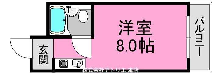 ハイム吉田(ワンルーム/2階)の間取り写真