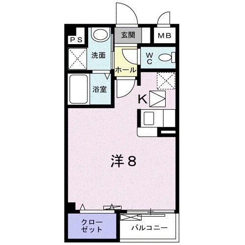 パレット法蓮(1K/2階)の間取り写真