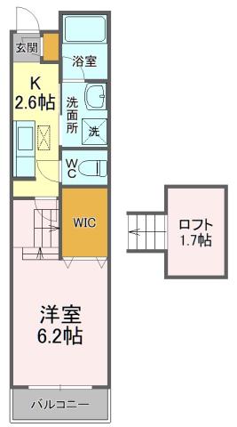ESPLANADE吉野町(1K/3階)の間取り写真