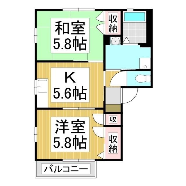 ディアスリヴェール(2K/1階)の間取り写真