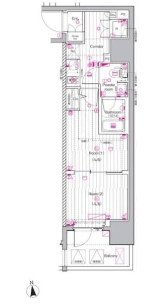 PREMIUM CUBE 上野 PREMIUM CUBE 上野(2K/6階)の間取り写真