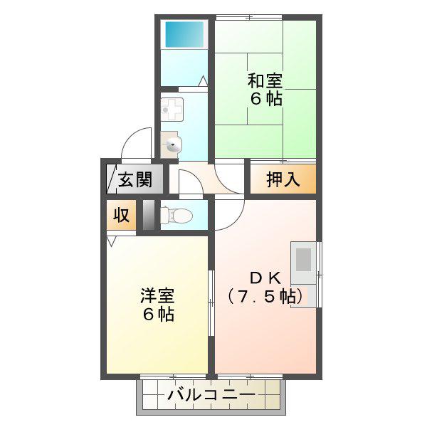 エクセルハイツ桃山(2DK/1階)の間取り写真