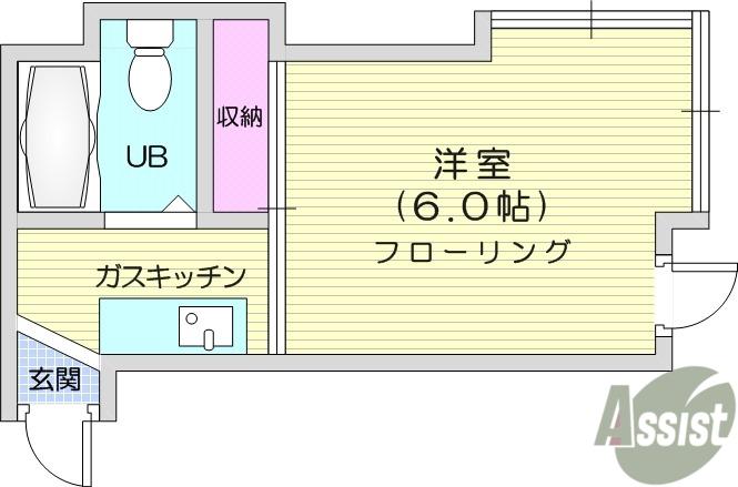 ピースフル八幡(1K/2階)の間取り写真