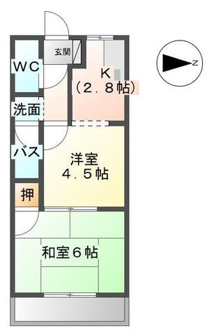 アーバンコートII(2K/1階)の間取り写真