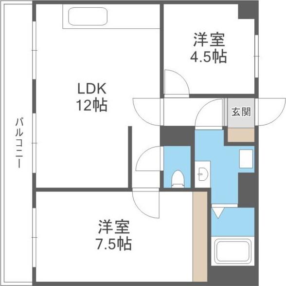 シティハイツ北23(2LDK/3階)の間取り写真