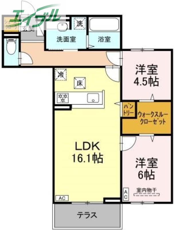 アルモ ギオーネ(2LDK/1階)の間取り写真