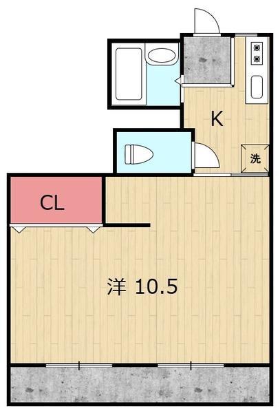メゾンドシャンメール(1DK/4階)の間取り写真