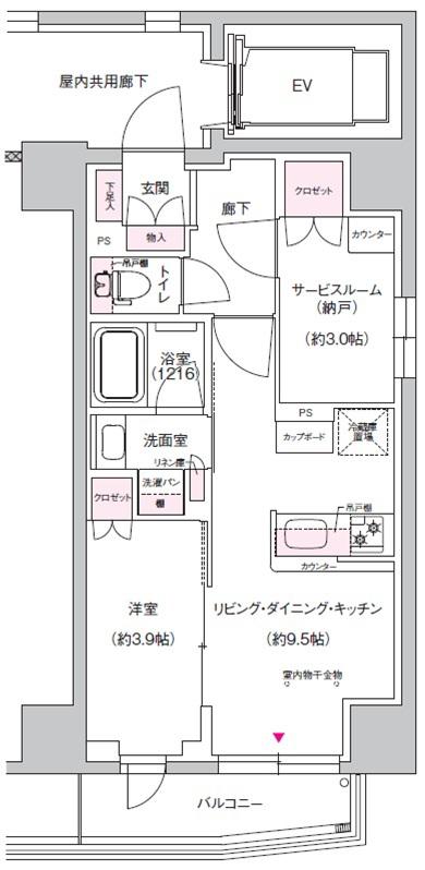 ジェイグランコート上野入谷(1SLDK/6階)の間取り写真
