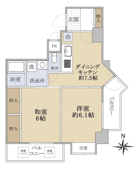 グランドメゾン山坂町(2DK/2階)の間取り写真