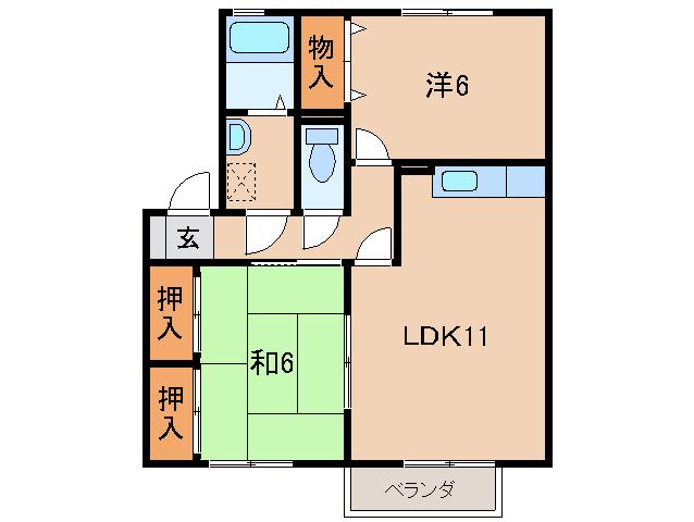 ARCADIA NOKAMI(2LDK/2階)の間取り写真