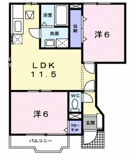 エトワール(2LDK/1階)の間取り写真