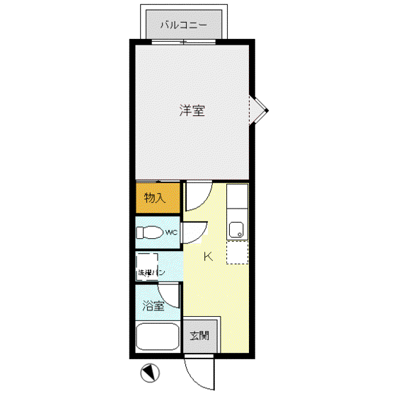ハイツアネモス1号館(1K/2階)の間取り写真
