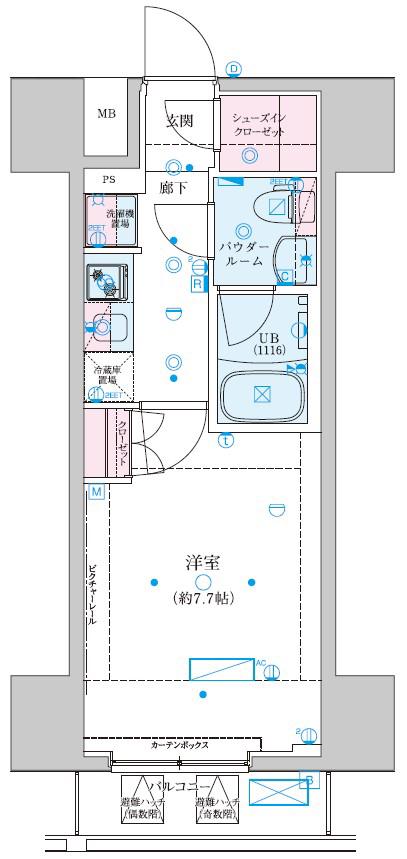 GENOVIA川崎VII(1K/3階)の間取り写真