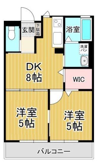 ピュアコートB棟(2DK/2階)の間取り写真
