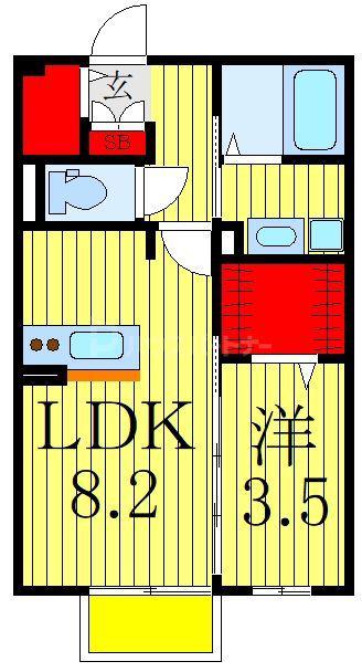 ラマージュおおたかの森(1LDK/2階)の間取り写真