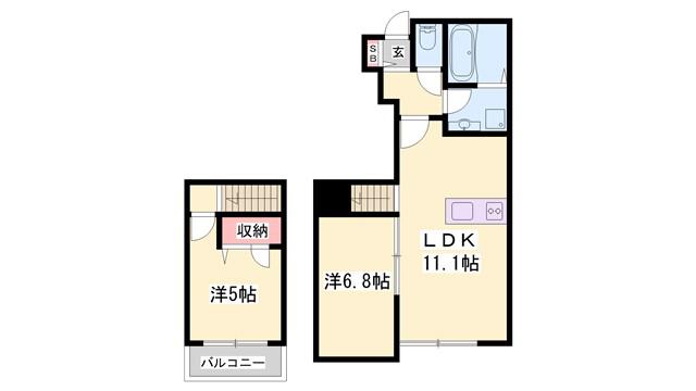 BELLE LEAD加古川 イチョウ並木(1LDK/1階)の間取り写真