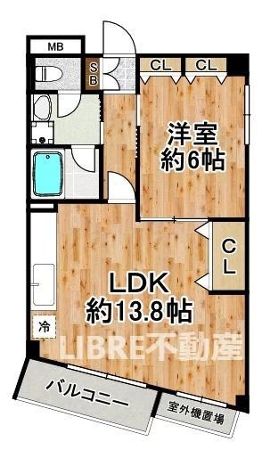 フラット・花(1LDK/3階)の間取り写真