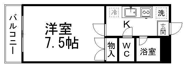 ケイオーハイツ(1K/2階)の間取り写真