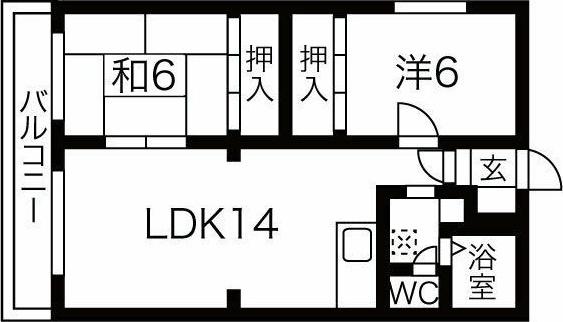 エルシー発寒(2LDK/2階)の間取り写真