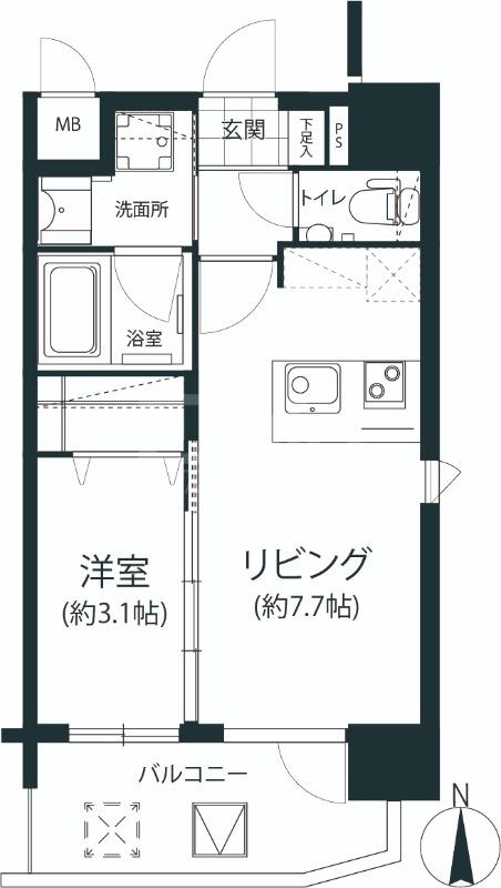 アクシオン百道エクシード(1LDK/3階)の間取り写真