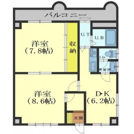 クライムファースト(2DK/2階)の間取り写真