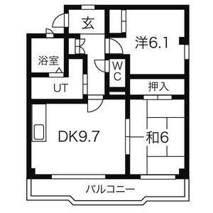 ル・ミエール上の山(2LDK/1階)の間取り写真