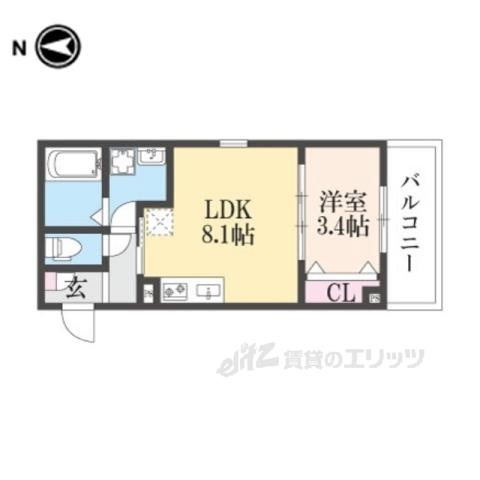 シエーナ川西中央3(1LDK/2階)の間取り写真