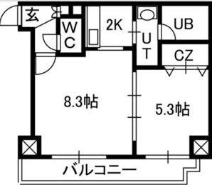 TREASURE COURTA(1LDK/9階)の間取り写真