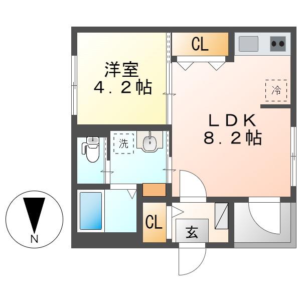 グランテラス烏森(1LDK/2階)の間取り写真