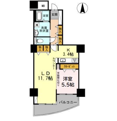 品川シーサイドビュータワーII(1LDK/28階)の間取り写真