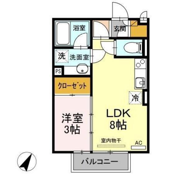 グランドソレーユ(1LDK/2階)の間取り写真