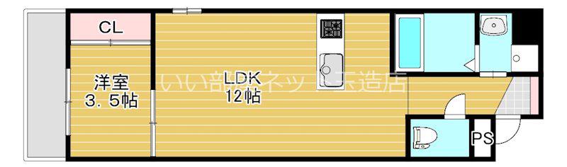 ウイルコート大今里西(1LDK/5階)の間取り写真