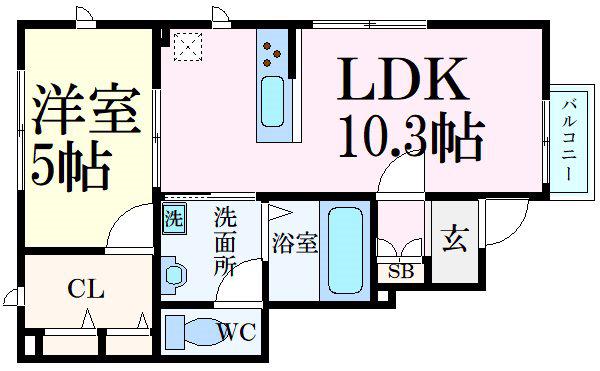 MISTRAL別所II(1LDK/1階)の間取り写真