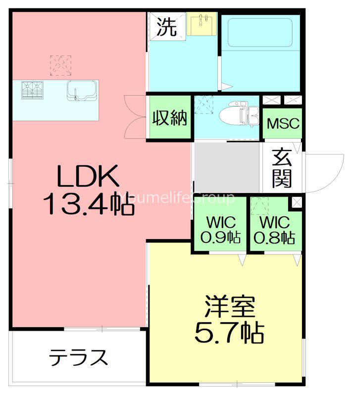 へーベルメゾン湘南本町(1LDK/1階)の間取り写真