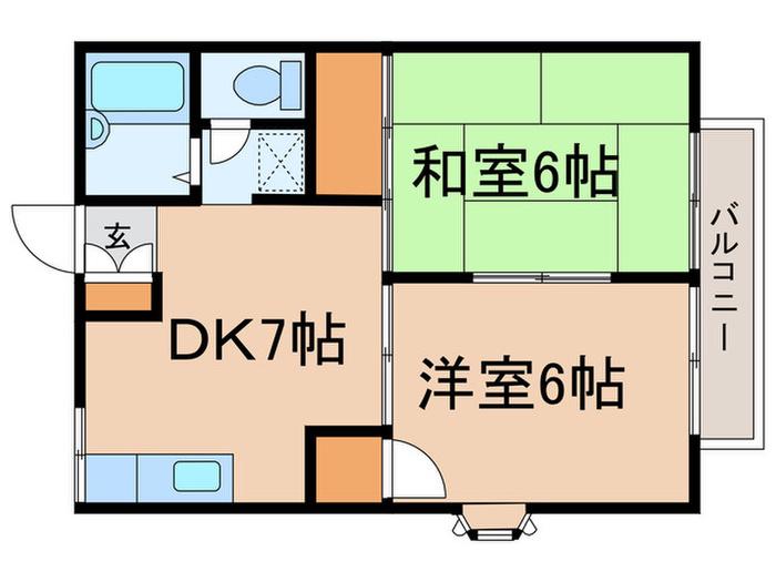サニーハイツ(2DK/2階)の間取り写真