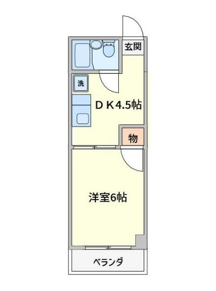 グランドール川秋(1DK/2階)の間取り写真