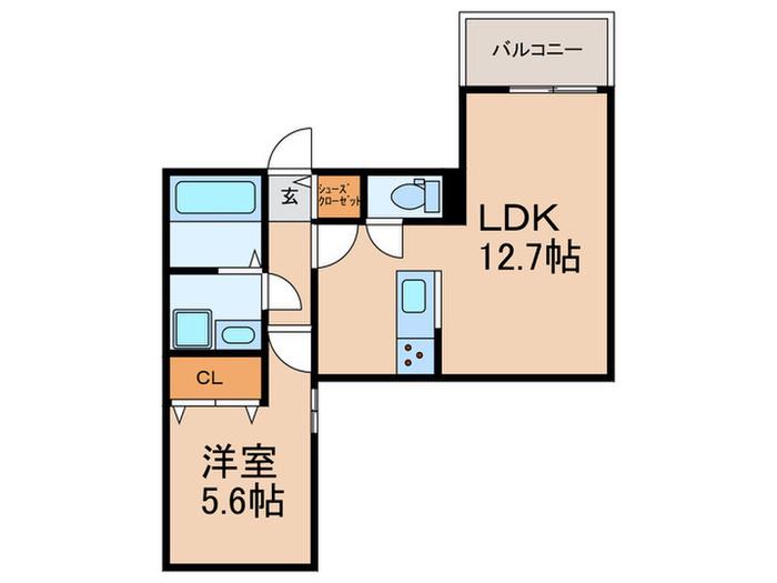 BELLE LEAD緑橋(1LDK/1階)の間取り写真
