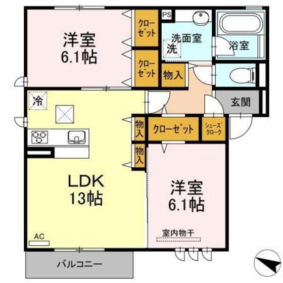ファミール東雲(2LDK/1階)の間取り写真