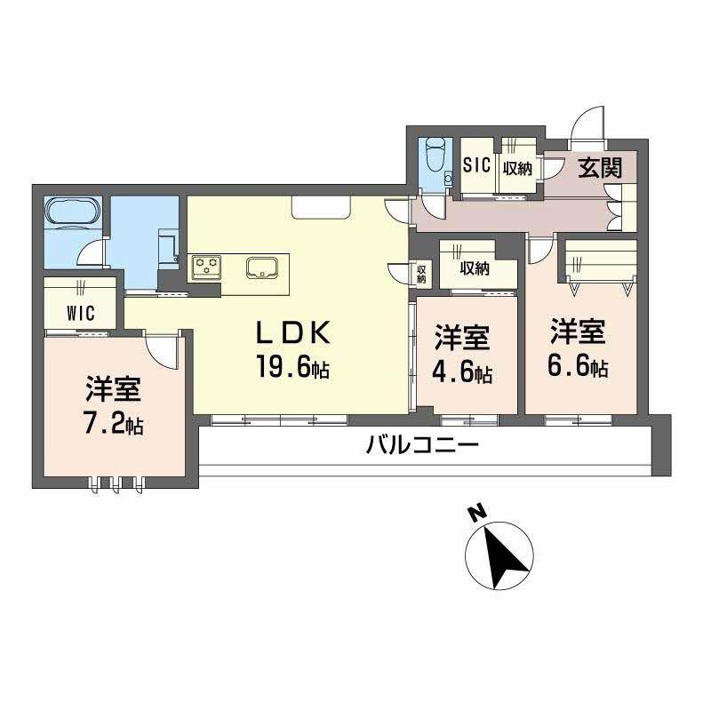 WITHPLUS天保山公園(3LDK/2階)の間取り写真